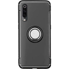 Microcase Xiaomi Mi 9 Yüzük Standlı Armor Silikon Siyah Kılıf