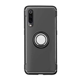 Microcase Xiaomi Mi 9 Yüzük Standlı Armor Silikon Siyah Kılıf