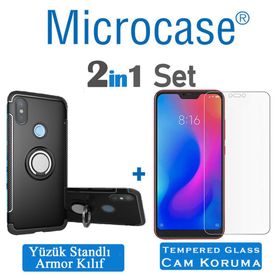 Microcase Xiaomi Mi A2 Lite Yüzük Standlı Armor Silikon Kılıf
