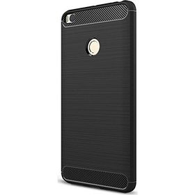 Microcase Xiaomi Mi Max 2 Brushed Carbon Silikon Tempered Cam + Siyah Kılıf