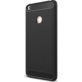 Microcase Xiaomi Mi Max 2 Brushed Carbon Silikon Tempered Cam + Siyah Kılıf