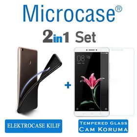 Microcase Xiaomi Mi Max 2 Elektrocase Silikon TPU Tempered Cam + Kılıf