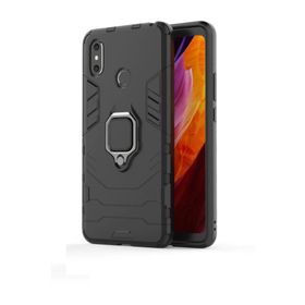Microcase Xiaomi Mi Max 3 Batman Serisi Yüzük Standlı Armor Siyah Kılıf