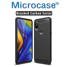 Microcase Xiaomi Mi Mix 3 Brushed Carbon Fiber Silikon TPU Siyah Kılıf