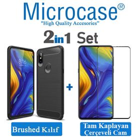 Microcase Xiaomi Mi Mix 3 Brushed Carbon Fiber Silikon TPU Siyah Kılıf