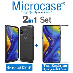 Microcase Xiaomi Mi Mix 3 Brushed Carbon Fiber Silikon TPU Siyah Kılıf