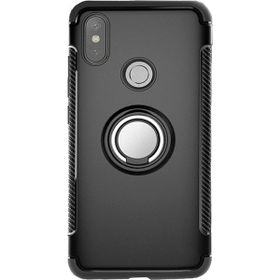 Microcase Xiaomi Mi Mix 3 Yüzük Standlı Armor Siyah Silikon Kılıf