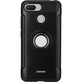 Microcase Xiaomi Redmi 6 Yüzük Standlı Armor Siyah Silikon Kılıf