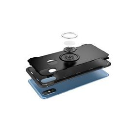Microcase Xiaomi Redmi 6 Yüzük Standlı Armor Siyah Silikon Kılıf
