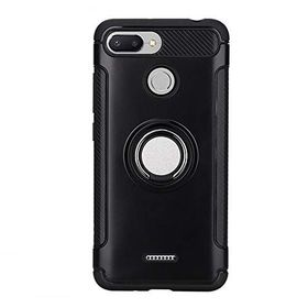 Microcase Xiaomi Redmi 6 Yüzük Standlı Armor Siyah Silikon Kılıf
