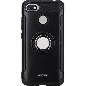 Microcase Xiaomi Redmi 6A Yüzük Standlı Armor Siyah Silikon Kılıf