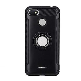 Microcase Xiaomi Redmi 6A Yüzük Standlı Armor Siyah Silikon Kılıf
