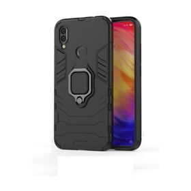Microcase Xiaomi Redmi 7 Batman Serisi Yüzük Standlı Armor Siyah Kılıf