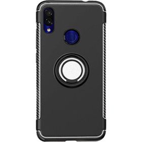 Microcase Xiaomi Redmi 7 Yüzük Standlı Armor Siyah Silikon Kılıf