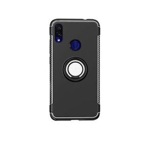 Microcase Xiaomi Redmi 7 Yüzük Standlı Armor Siyah Silikon Kılıf
