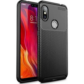 Microcase Xiaomi Redmi Note 6 Pro Maxy Serisi Carbon Fiber TPU Siyah Silikon Kılıf