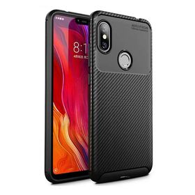 Microcase Xiaomi Redmi Note 6 Pro Maxy Serisi Carbon Fiber TPU Siyah Silikon Kılıf