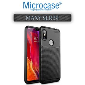 Microcase Xiaomi Redmi Note 6 Pro Maxy Serisi Carbon Fiber TPU Siyah Silikon Kılıf