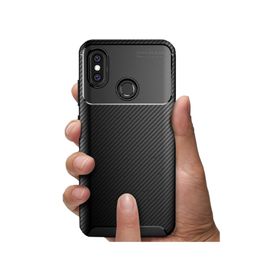 Microcase Xiaomi Redmi Note 6 Pro Maxy Serisi Carbon Fiber TPU Siyah Silikon Kılıf