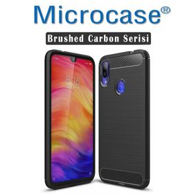 Microcase Xiaomi Redmi Note 7 Brushed Carbon Fiber Silikon TPU Siyah Kılıf