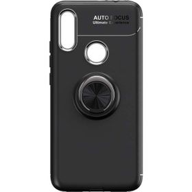 Microcase Xiaomi Redmi Note 7 Focus Serisi Yüzük Standlı Siyah Silikon Kılıf