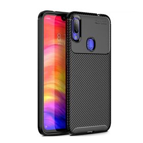 Microcase Xiaomi Redmi Note 7 Maxy Serisi Carbon Fiber TPU Siyah Silikon Kılıf