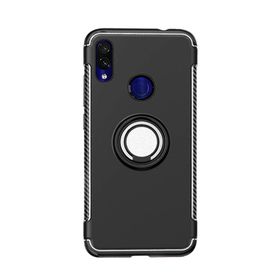 Microcase Xiaomi Redmi Note 7 Pro Yüzük Standlı Armor Siyah Silikon Kılıf