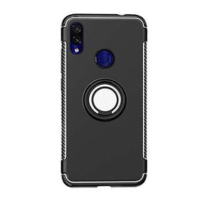 Microcase Xiaomi Redmi Note 7 Yüzük Standlı Armor Siyah Silikon Kılıf