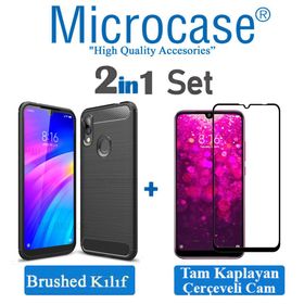 Microcase Xiaomi Redmi Y3 Brushed Carbon Fiber Siyah Silikon Kılıf