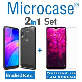 Microcase Xiaomi Redmi Y3 Brushed Carbon Fiber Siyah Silikon Kılıf