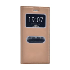 Microsonic 10534 Vestel Venüs V3 5010 Altın Gizli Mıknatıslı Dual View Delux Kılıf