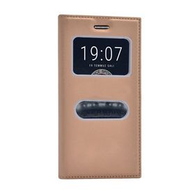 Microsonic 10534 Vestel Venüs V3 5010 Altın Gizli Mıknatıslı Dual View Delux Kılıf