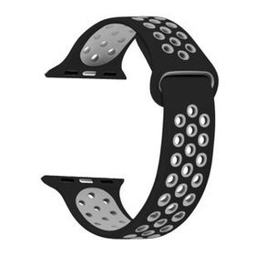 Microsonic 25991 Apple Watch Series 2 Uyumlu 38 mm Rainbow Sport Band Siyah Gri Kordon