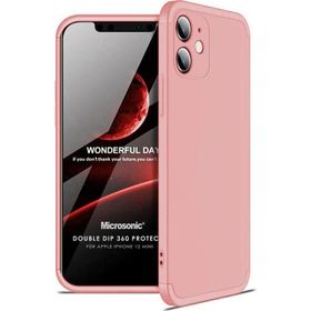 Microsonic Apple 12 Mini Kılıf Double Dip 360 Protective Rose Gold Cep Telefonu Kılıfı