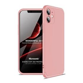 Microsonic Apple 12 Mini Kılıf Double Dip 360 Protective Rose Gold Cep Telefonu Kılıfı