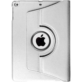 Microsonic Apple iPad 9.7 2018 A1893-A1954 360 Dönerli Stand Deri Gümüş Kılıf