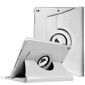 Microsonic Apple iPad 9.7 2018 A1893-A1954 360 Dönerli Stand Deri Gümüş Kılıf