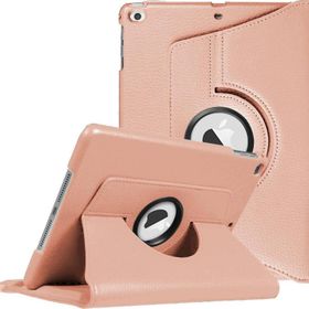 Microsonic Apple iPad 9.7 2018 A1893-A1954 360 Dönerli Stand Deri Rose Gold Kılıf
