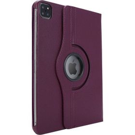 Microsonic Apple Ipad Pro 12.9" 2020 4.Nesil A2229-A2069-A2232 360 Rotating Stand Deri Mor Kılıf