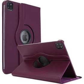 Microsonic Apple Ipad Pro 12.9" 2020 4.Nesil A2229-A2069-A2232 360 Rotating Stand Deri Mor Kılıf
