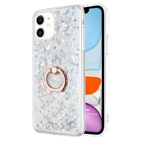 Microsonic Apple iPhone 11 Glitter Liquid Holder Şeffaf Mor Cep Telefonu Kılıfı