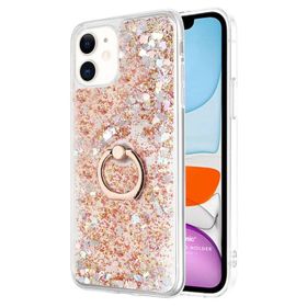 Microsonic Apple iPhone 11 Glitter Liquid Holder Şeffaf Mor Cep Telefonu Kılıfı