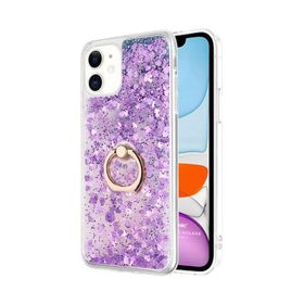 Microsonic Apple iPhone 11 Glitter Liquid Holder Şeffaf Mor Cep Telefonu Kılıfı