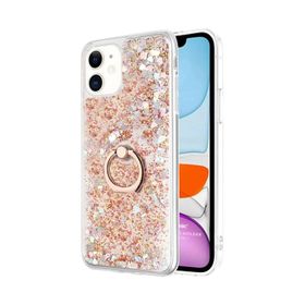 Microsonic Apple iPhone 11 Glitter Liquid Holder Şeffaf Mor Cep Telefonu Kılıfı