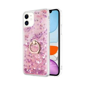 Microsonic Apple iPhone 11 Glitter Liquid Holder Şeffaf Mor Cep Telefonu Kılıfı