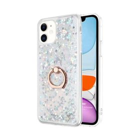 Microsonic Apple iPhone 11 Glitter Liquid Holder Şeffaf Mor Cep Telefonu Kılıfı