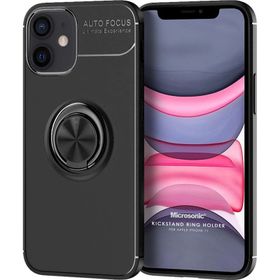 Microsonic Apple iPhone 11 Kickstand Ring Holder Siyah Cep Telefonu Kılıfı