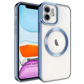 Microsonic Apple iPhone 11 Magsafe Luxury Electroplate Mavi Cep Telefonu Kılıfı