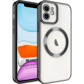 Microsonic Apple iPhone 11 Magsafe Luxury Electroplate Siyah Cep Telefonu Kılıfı