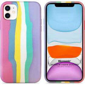 Microsonic Apple iPhone 11 Painted Rainbow Pattern Çok Renkli Cep Telefonu Kılıfı